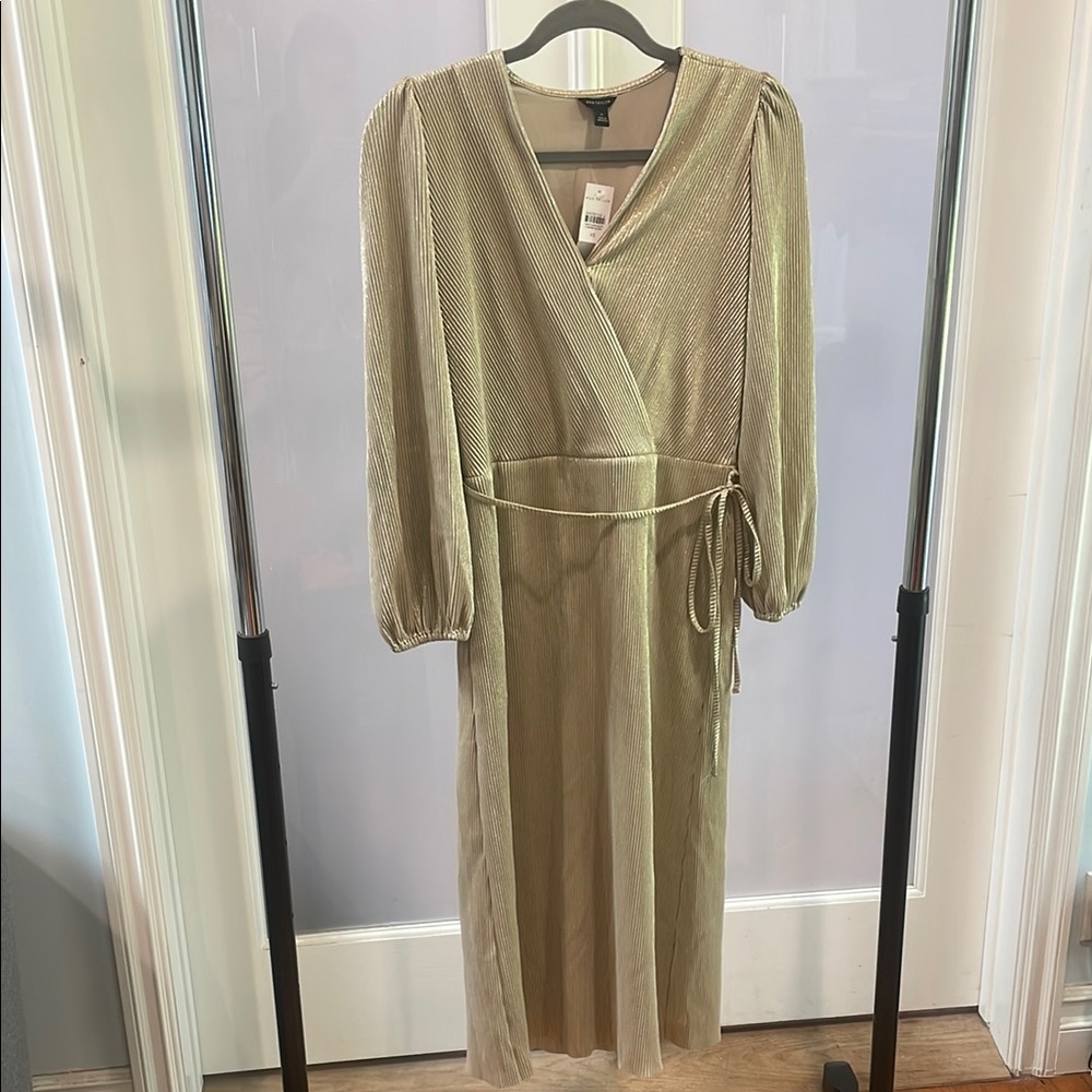 Elegant Gold Wrap Dress